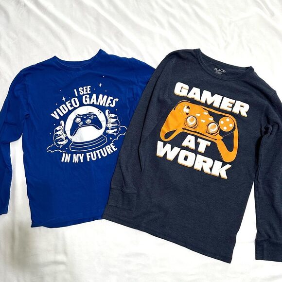 The children’s place boys size XXL set of 2 long sleeved top blue gamer themed - Picture 1 of 8